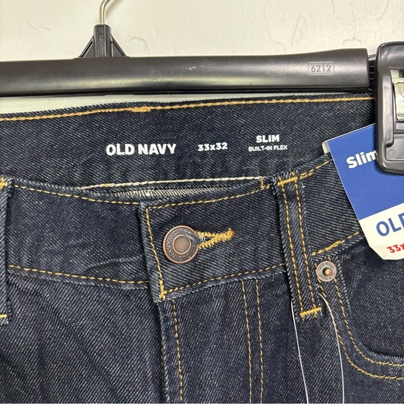 Old Navy NWT Men's Denim Dark Wash Jeans Slim 33x32 Flex Basic Slim - Picture 4 of 7
